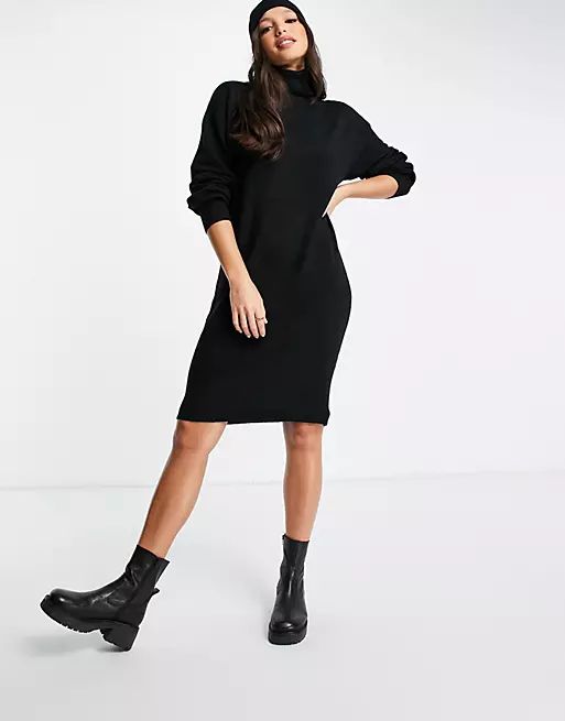 Pieces Tall high neck jumper dress in black | ASOS (Global)