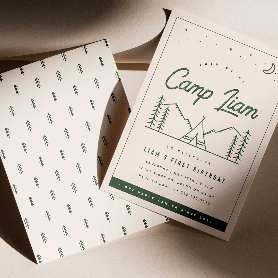 Camping Birthday Invitation, Happy Camper Party, Boho Summer Camp Birthday Party, Vintage Camping... | Etsy (US)