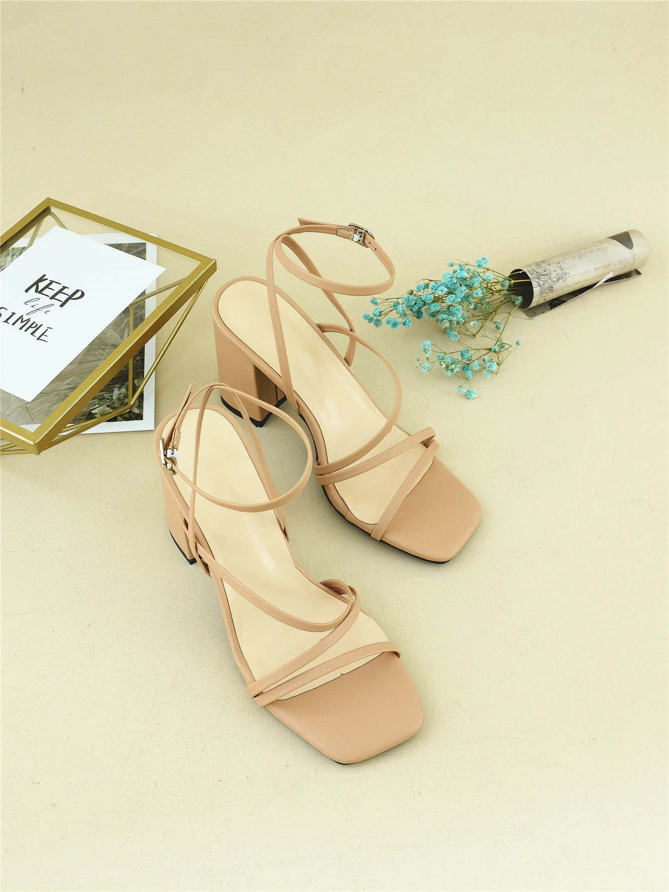 Thin Strap Chunky Heeled Ankle Strap Sandals | SHEIN