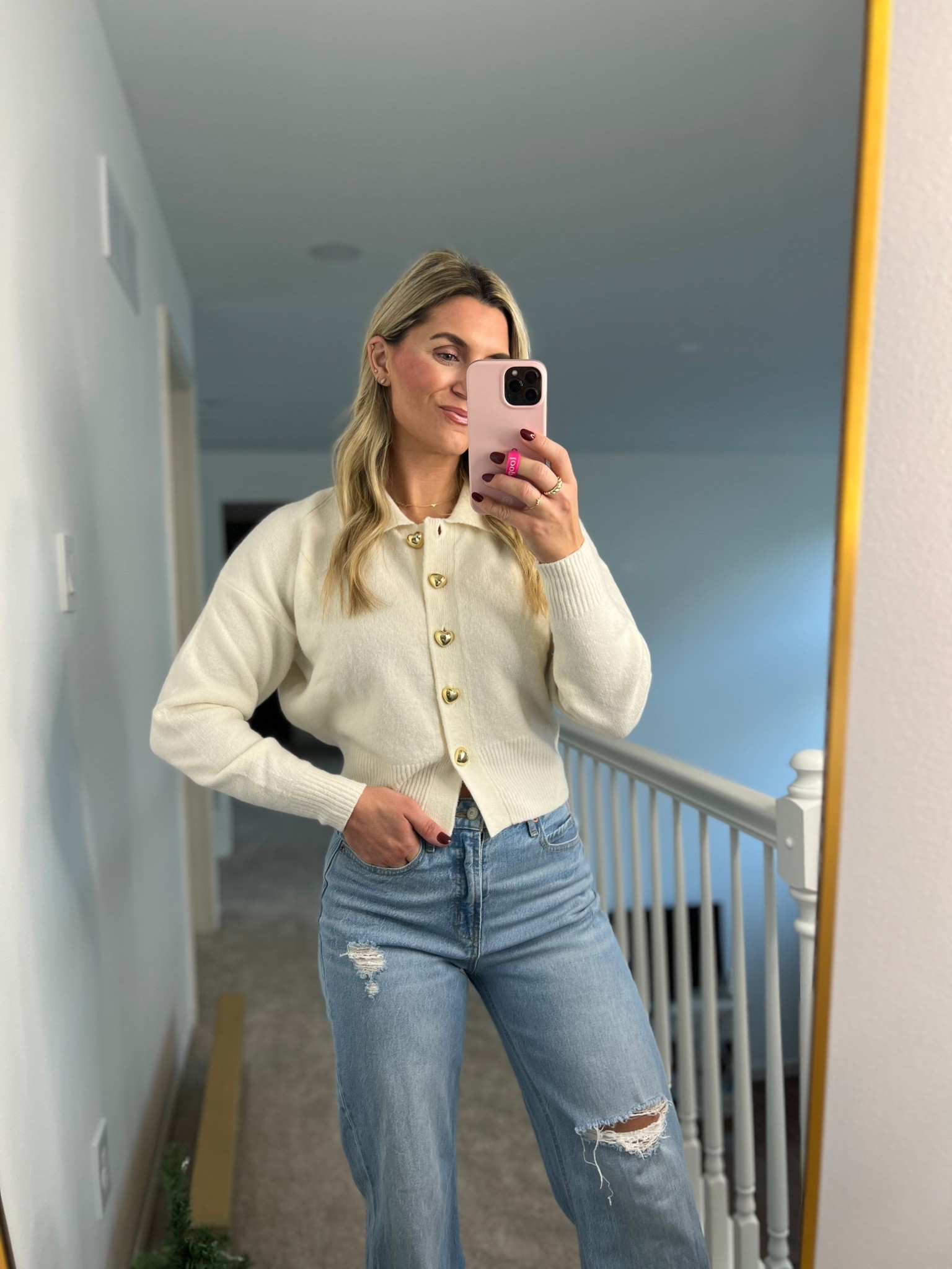 Love this sweater! So soft, not too heavy, cute gold buttons. Wearing medium.

#LTKSaleAlert #LTKHoliday #LTKootd
