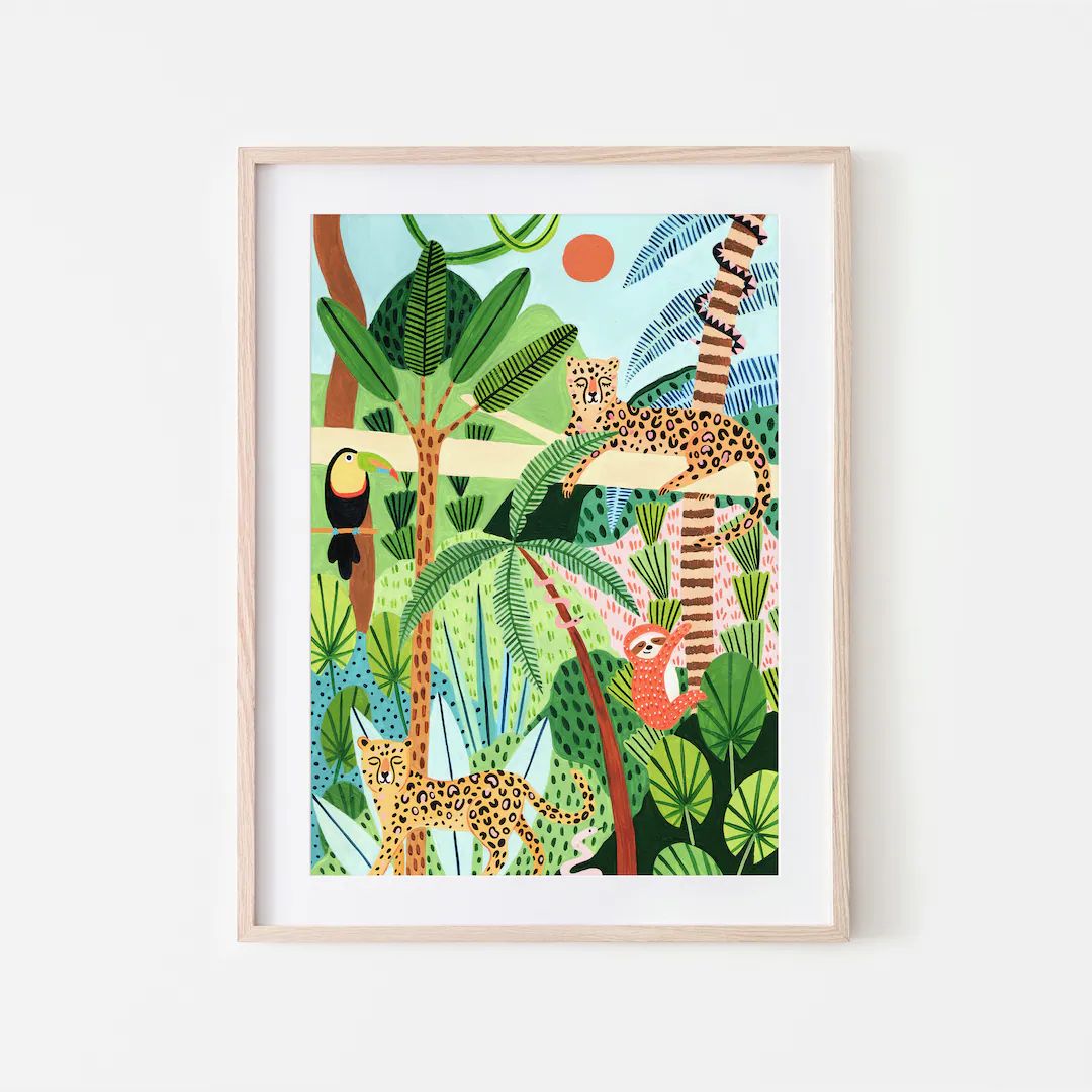 Jungle Pals Print Leopard Print Sloth Print Rainforest - Etsy | Etsy (US)