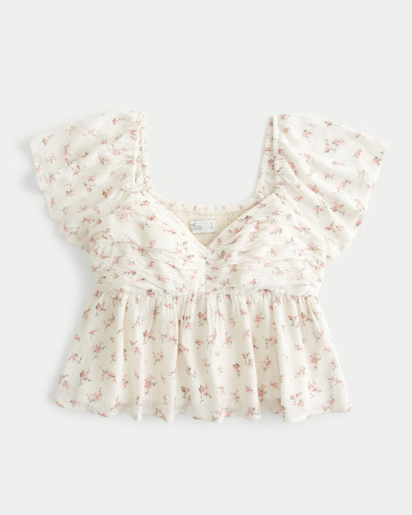 Women's Ruched Babydoll Top | Women's Tops | HollisterCo.com | Hollister (US)