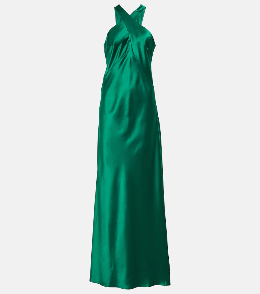 Galvan Evelyn satin halterneck gown | Mytheresa (INTL)
