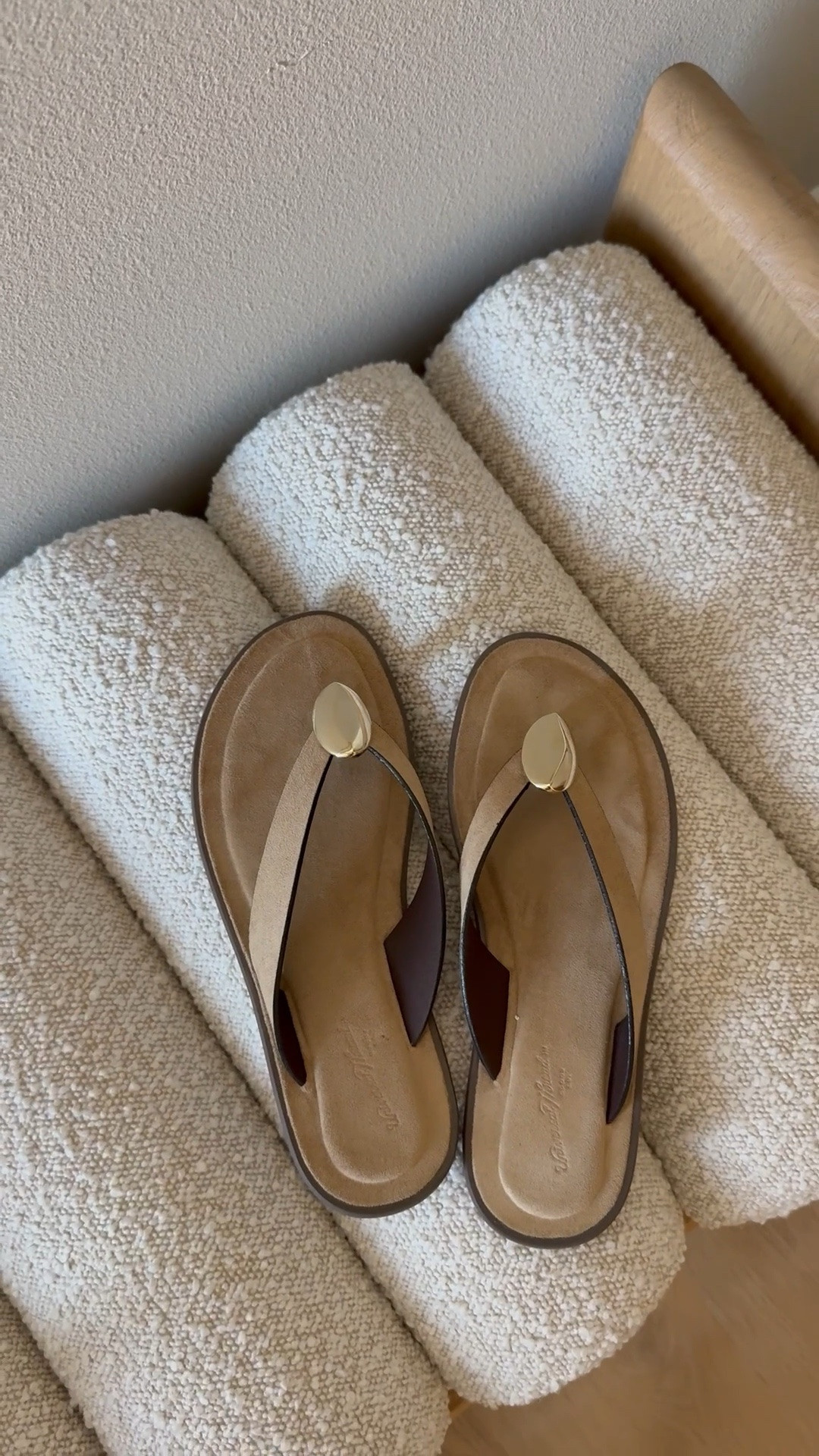 I wanted a similar pair of designer sandals last summer but they were $$. These are $25!!! The reviews aren’t great as people say they are uncomfy, so I was nervous, but love the style so ordered to try. After wearing them today, I feel like it’s because the leather between the toes is so stiff that it needs to be broken in a bit. After some time in them around the house today, they definitely softened and became more comfortable, but something to note!

Look for less, target find, sandals, summer style, target style, shoe crush 