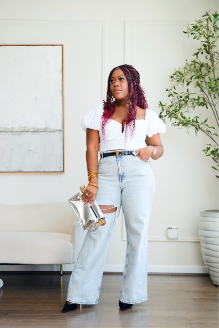 Spring and summer outfit idea with jeans, denim outfit , jeans outfit , brunch outfit ideas , jeans under $50 , H&M jeans , white top, summer whites , Abercrombie top 

#LTKSeasonal #LTKstyletip #LTKmidsize