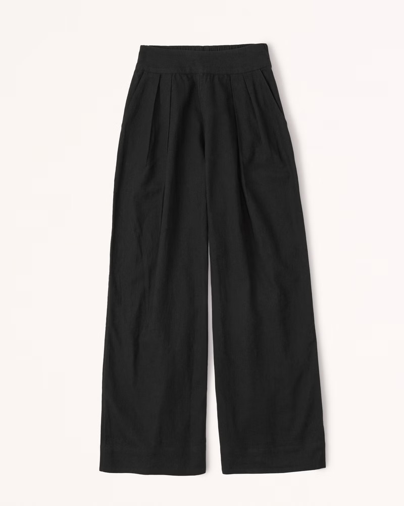 Linen-Blend Pleated Ultra Wide-Leg Pant | Abercrombie & Fitch (US)