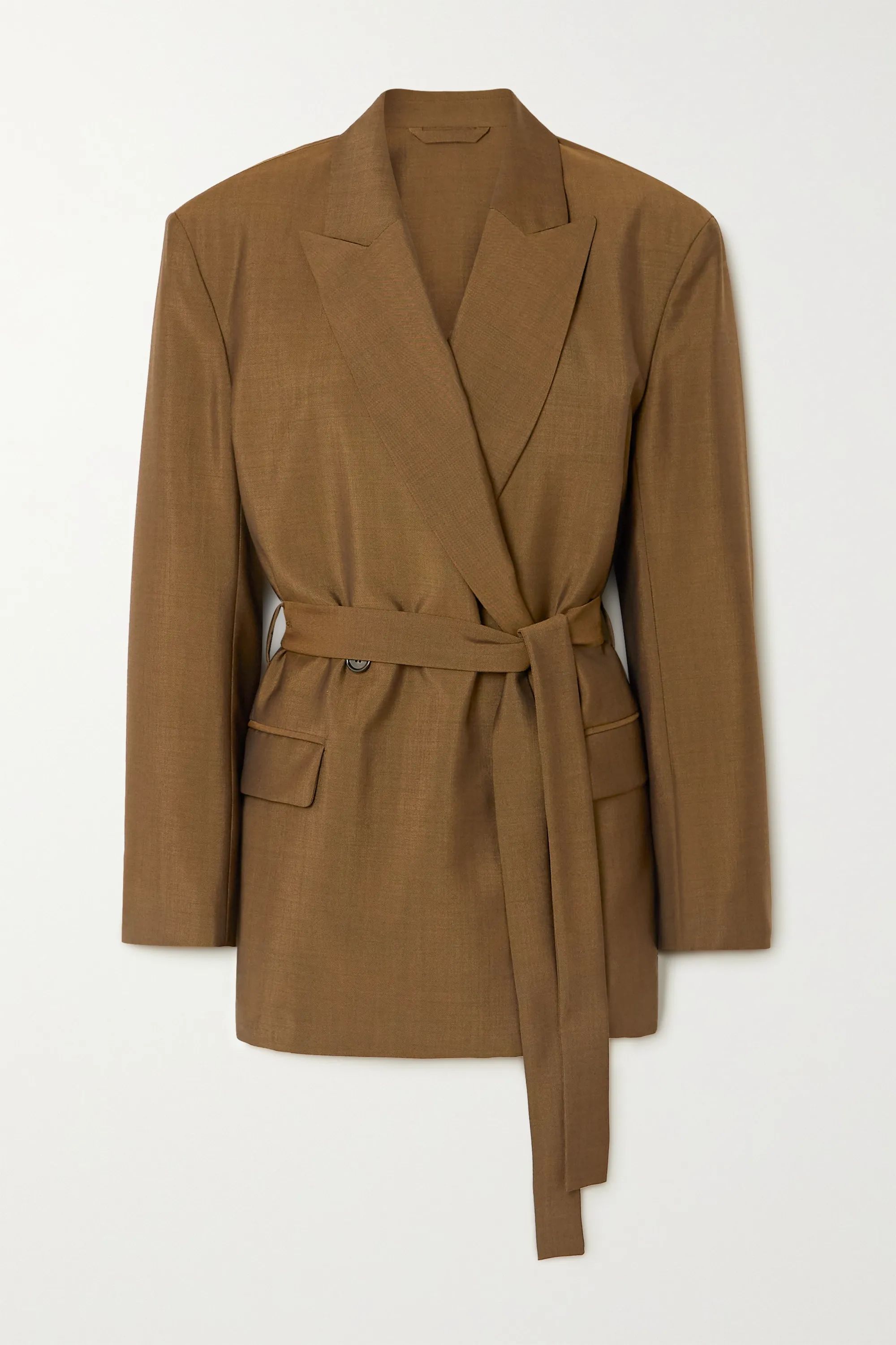 Brown Belted wool and mohair-blend blazer | Acne Studios | NET-A-PORTER | NET-A-PORTER (UK & EU)