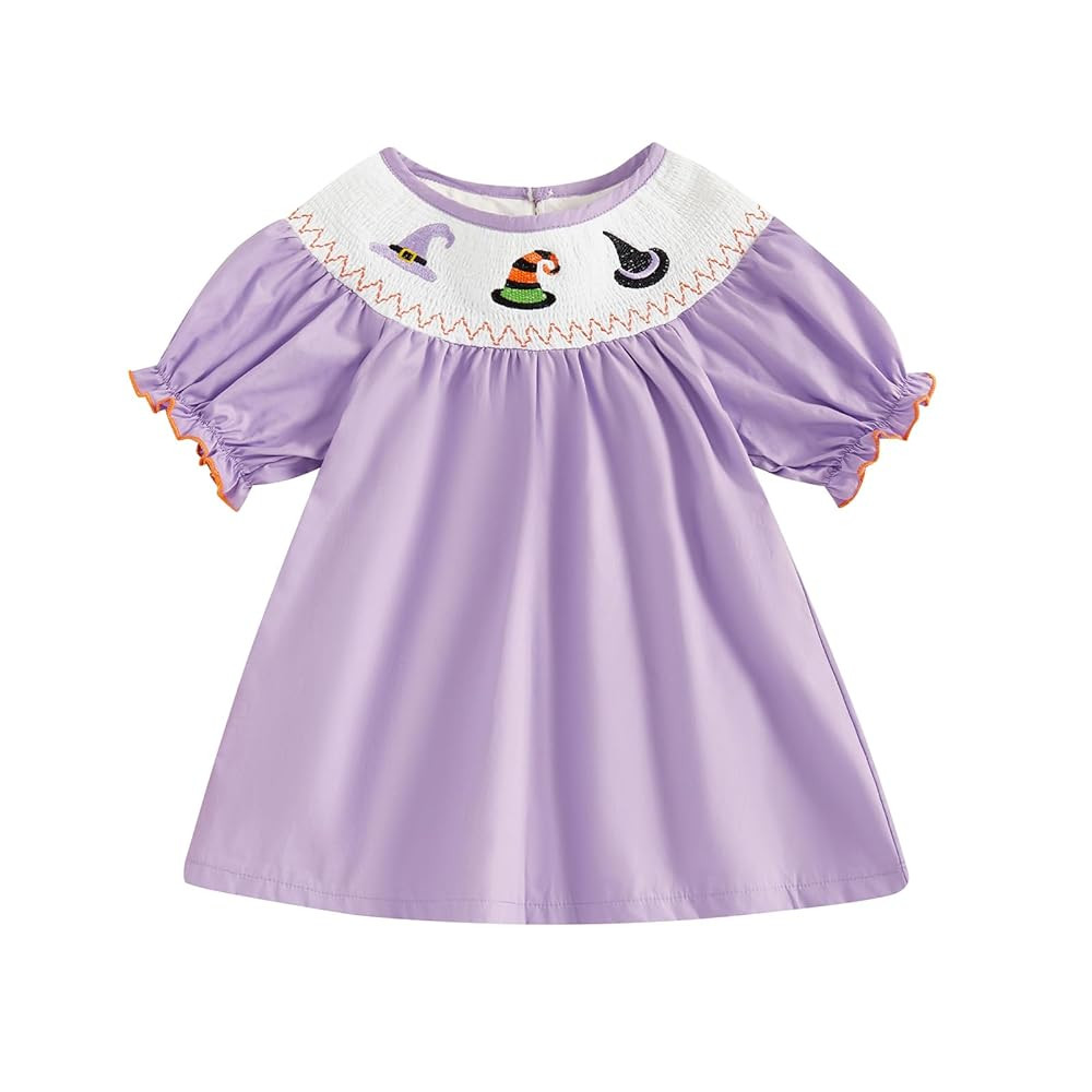 Toddler Girl Halloween Smocked Dress Pumpkin Embroidery Plaid Princess Dresses Holiday Cake Smash... | Amazon (US)