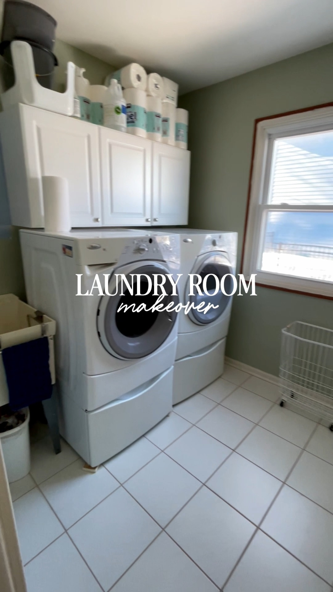 ✨LAUNDRY ROOM MAKEOVER✨

Okay this has been a LONG time coming. This process has taken us two years 😅 It didn’t need to necessarily but we did it in phases! First was new paint, new peel and stick tile, installing larger cabinets, painting our utility sink, and a new W/D (which was much needed). This was phase one. Phase two was adding a new large cabinet and wallpaper on the opposite wall. Then we added the beadboard accent and finally built the surround. We’ve been living with the functional laundry room for a year and a half, so the later phases were just extra steps to make it a little prettier and a little more functional for us. Despite it being a long process, I LOVE how it turned out and I am not joking when I say I actually love doing laundry now. Tutorials to come on the beadboard and DIY surround! I hope you all love it as much as I do 🫶🏻

Comment SHOP for links to this space! 🔗

Also, because I know I’m going to get asked, the color on the beadboard is Evergreen Fog and the top half is Alabaster, both by @sherwinwilliams @hgtvhomebysherwinwilliams 
.
.
.
.
.
#laundryroom #laundryroommakeover #diyprojects #moderntransitional #greenpaint 

#LTKHome