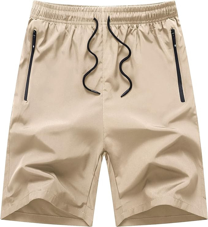 Boys Running Shorts Quick Dry Lightweight Athletic Shorts with Zipper Pockets for Workout Gym Tra... | Amazon (US)