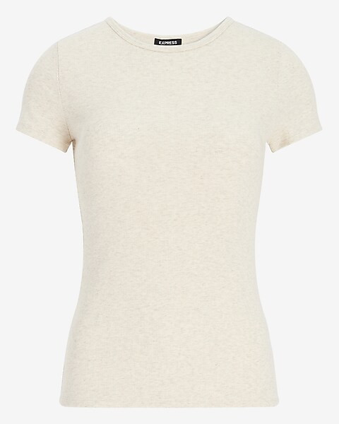 Fitted Ribbed Crew Neck Tee | Express