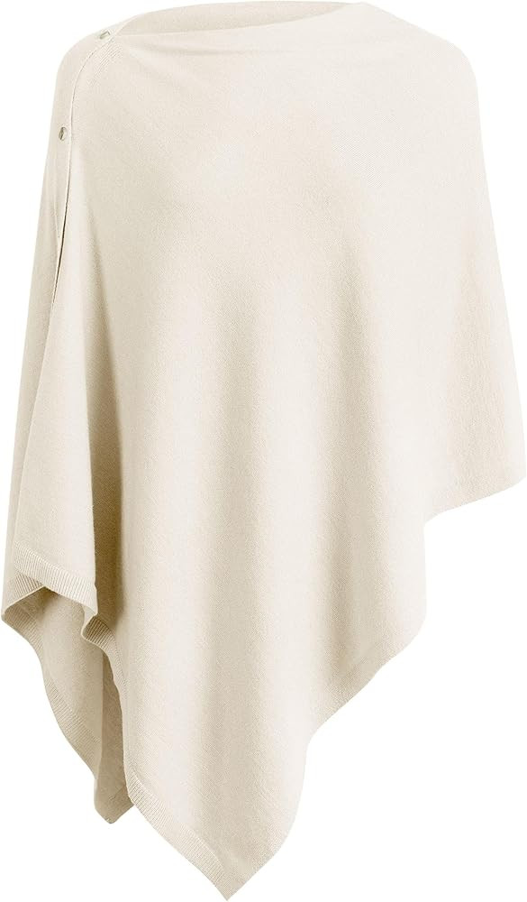 PULI Women Button Multiway Ponchos Viscose Knitted Poncho Shawl Cashmere Feel Wrap Scarf for Wint... | Amazon (UK)
