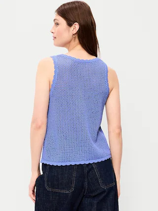 Sleeveless Seaside Cotton Crochet Tank Top | Old Navy (CA)