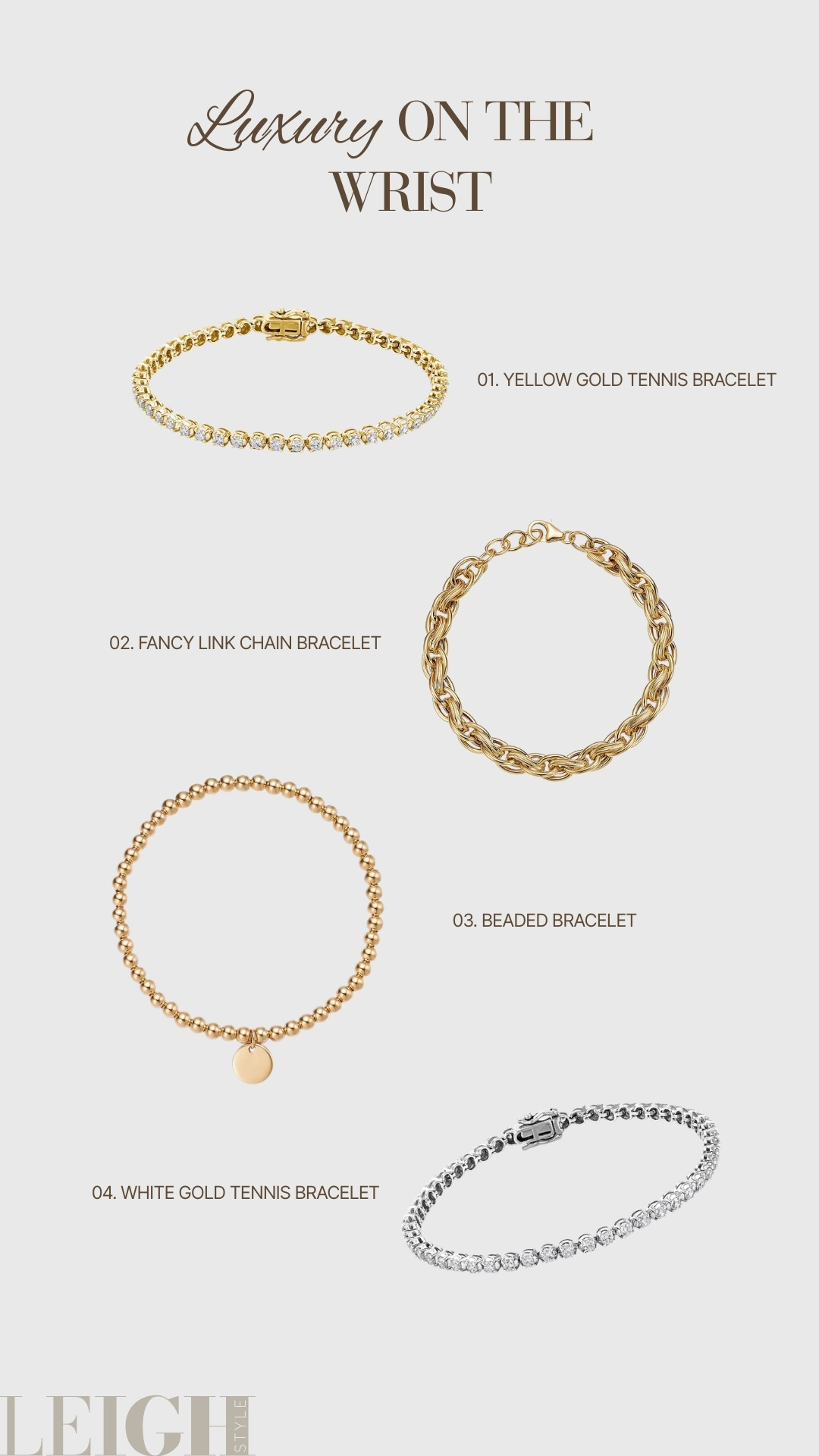 Elevate your everyday elegance with curated wrist essentials that define quiet luxury. From classic diamond tennis bracelets to bold gold chains and delicate beaded styles, each piece adds effortless refinement to any look. 

 #LTKootd #LTKWorkwear #LTKTravel