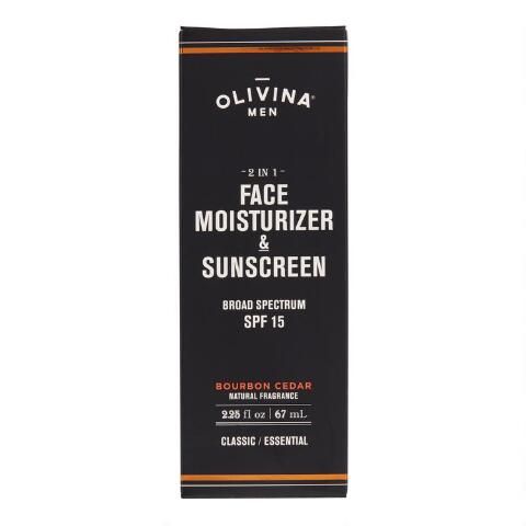 Olivina Men's Bourbon Cedar Face Moisturizer & Sunscreen | World Market