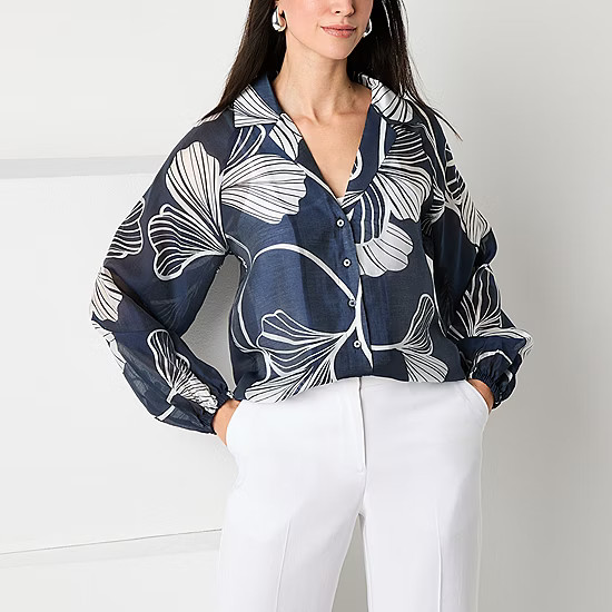 new!Worthington Womens Long Sleeve Blouse | JCPenney