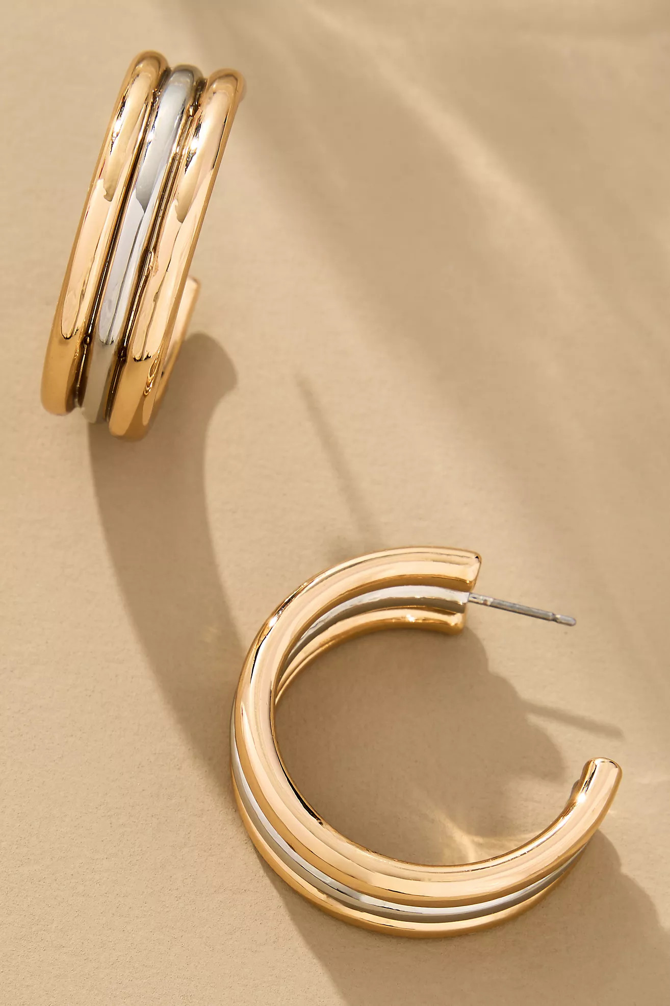 Two-Tone Triple Huggie Earrings | Anthropologie (US)