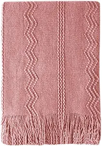 BOURINA Throw Blanket Textured Solid Soft Sofa Throw Couch Cover Knitted Decorative Blanket, 50" ... | Amazon (US)