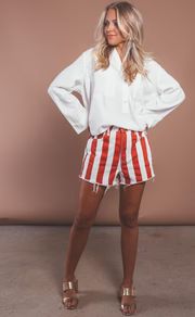 show me your mumu: arizona high waisted shorts - candy stripe | RIFFRAFF