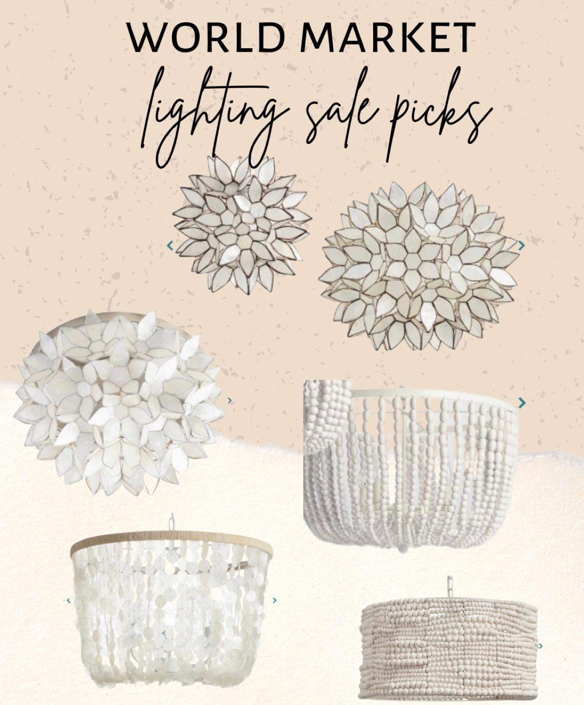 Such great sale picks at worldmarket for lighting this long weekend!



#LTKSeasonal #LTKsalealert #LTKhome