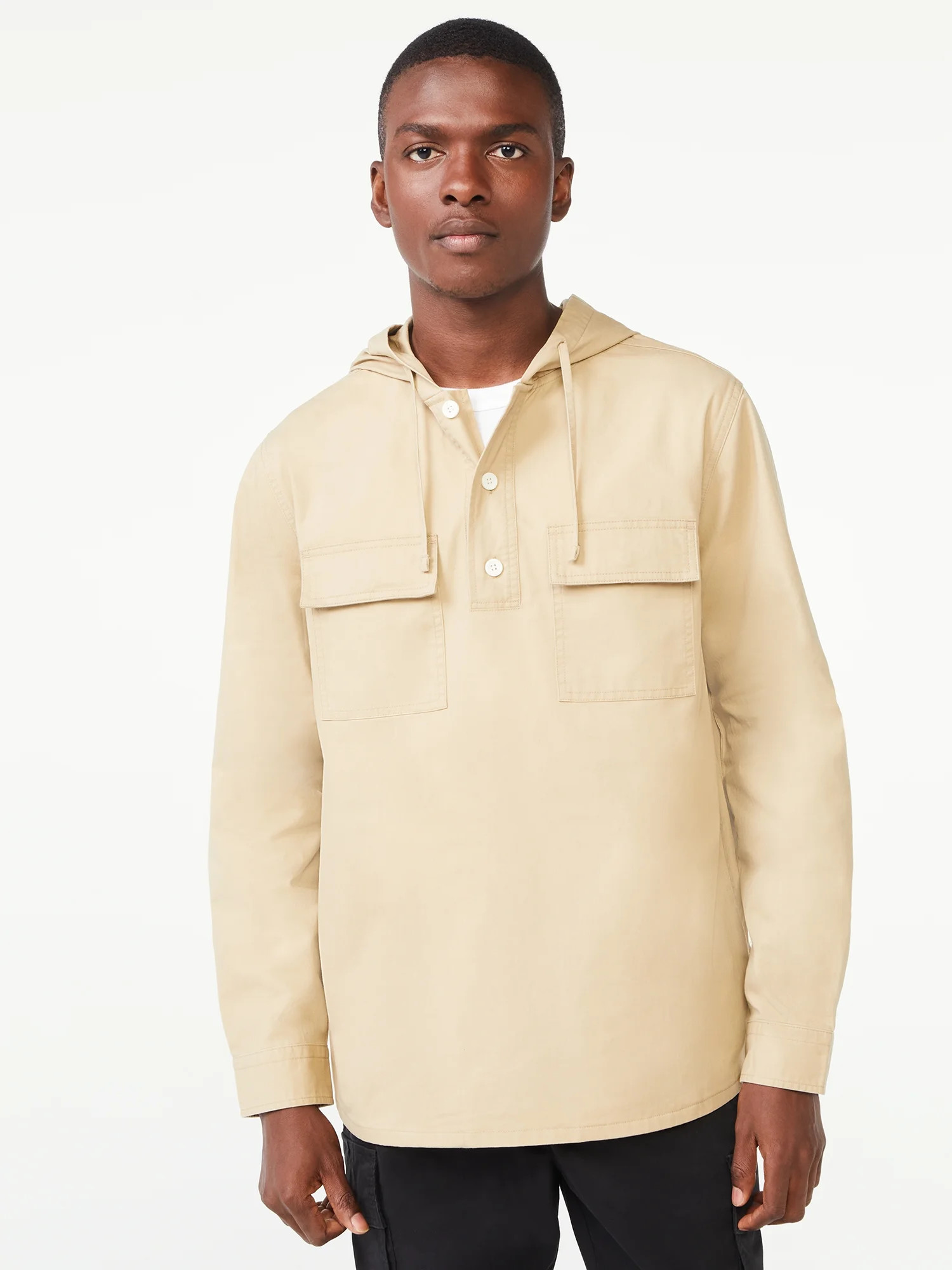Free Assembly Men's Popover Hooded Shirt - Walmart.com | Walmart (US)