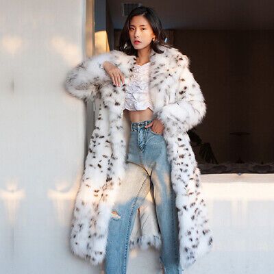 2020 Women's Fur Coat Imitation Fox and Leopard Print Long Plus Size Winter Top | eBay US