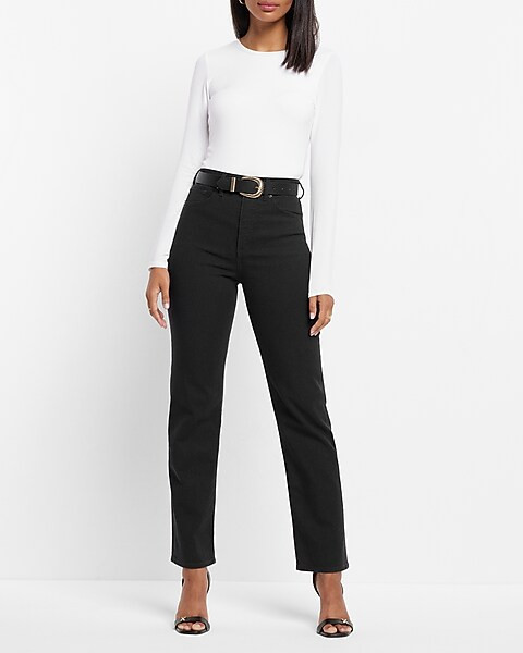 Fitted Crew Neck Long Sleeve Tee | Express