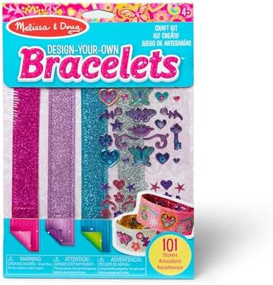 Melissa & Doug Design-Your-Own Bracelets with 100+ Sparkle Gem & Glitter Stickers, Kids Snap Brac... | Amazon (US)