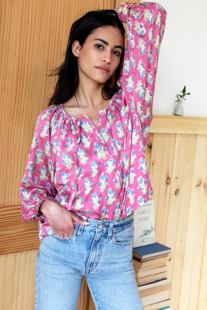 Lucy 2 Blouse - Bell Flower Satin | Emerson Fry