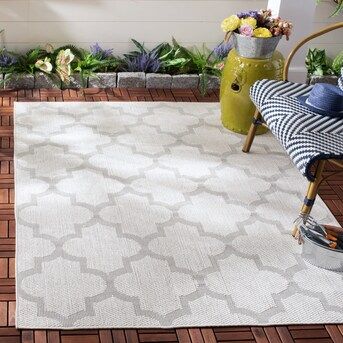 Safavieh Bermuda Madeira 9 X 12 (ft) Ivory/Light Gray Indoor/Outdoor Trellis Coastal Area Rug | Lowe's