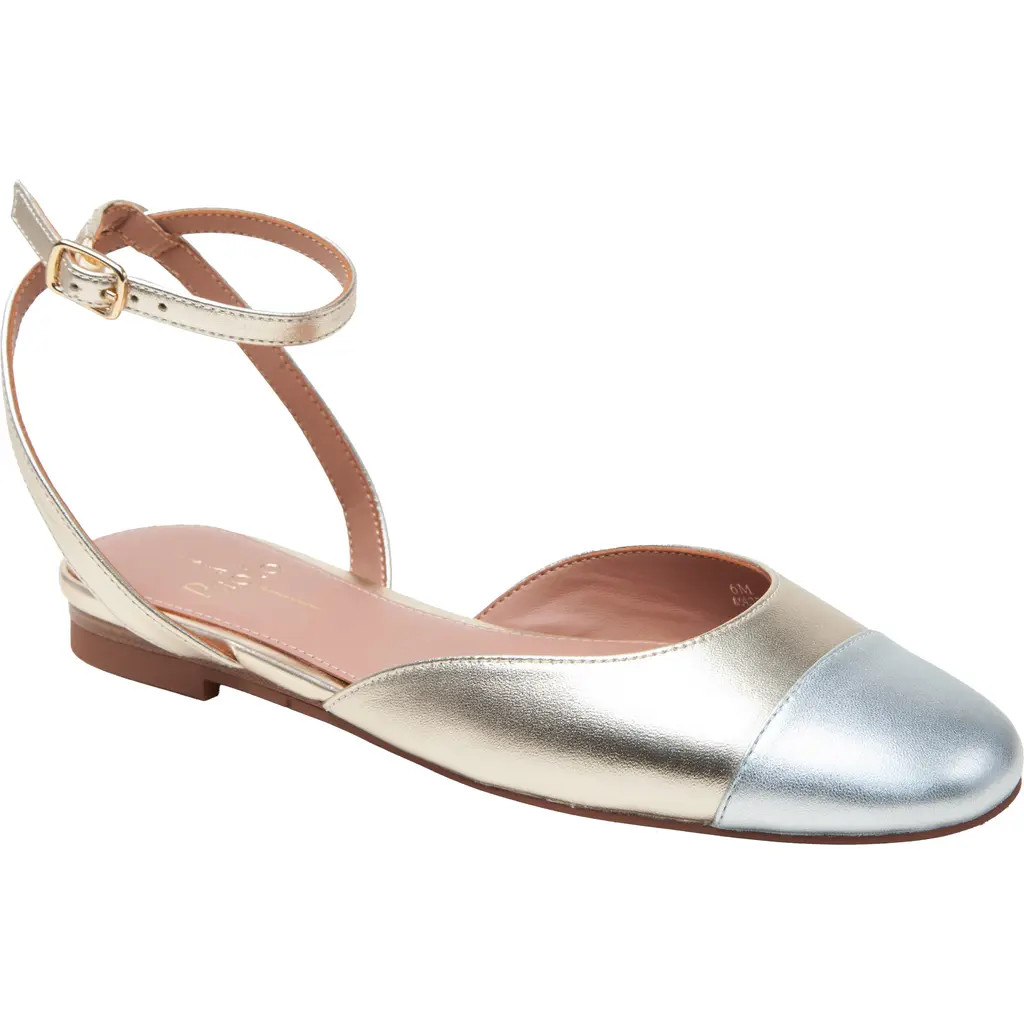 Linea Paolo CTCB Ankle Strap Flat in Lt Gold/silver at Nordstrom Rack, Size 8 | Nordstrom Rack