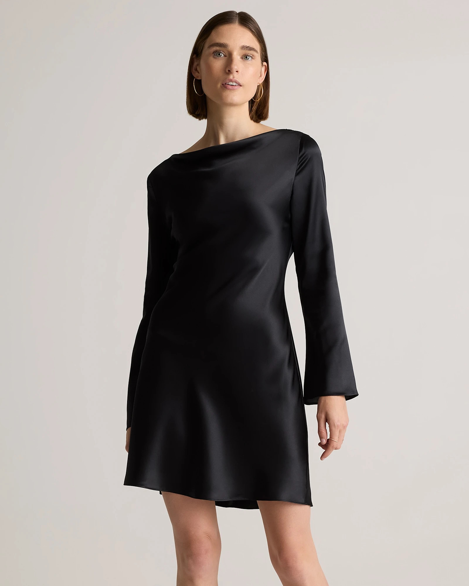 Quince | Women's Long Sleeve Mini Dress in Deep Orchid Purple, Size XS, Silk | Quince