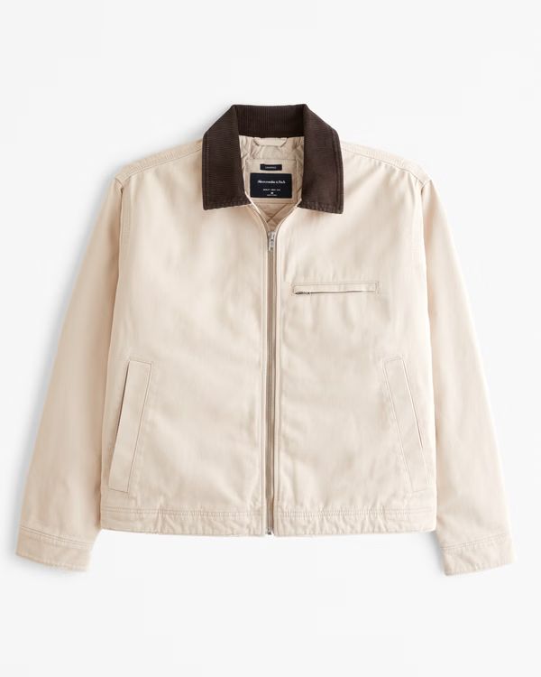 Men's Cropped Zip Workwear Jacket | Men's Coats & Jackets | Abercrombie.com | Abercrombie & Fitch (US)