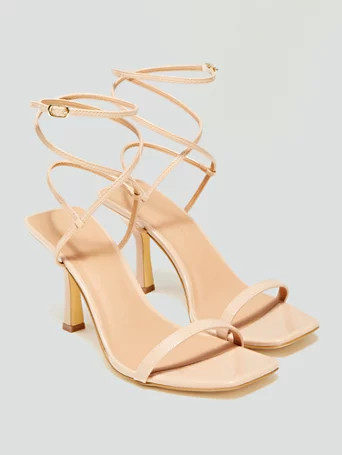 Lulu Strappy Open Toe Heels in Nude - Fashion To Figure | Fashion to Figure