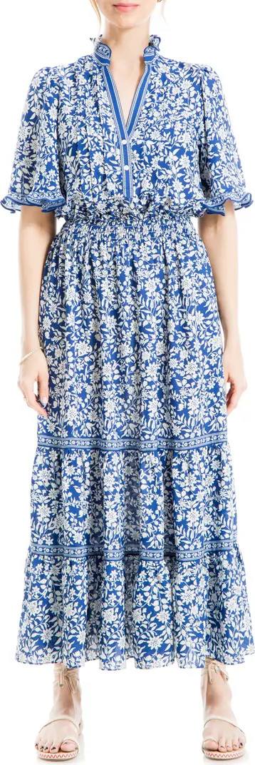 Floral Elbow Sleeve Tiered Maxi Dress | Nordstrom Rack