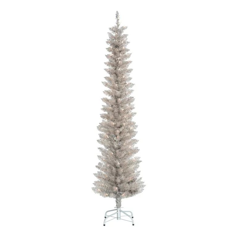 6 ft Pre-Lit Rose Gold Tinsel Christmas Tree, Rose Gold, 6 ft, 100 Clear Lights, by Holiday Time ... | Walmart (US)