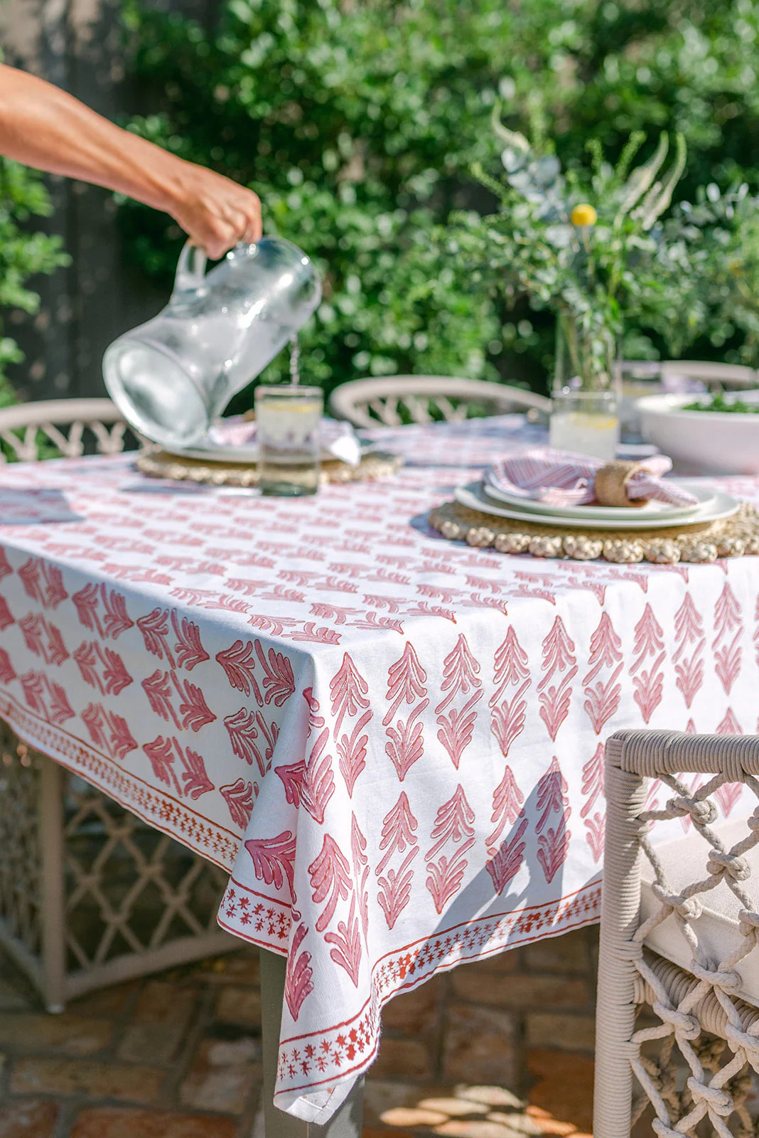 Tablecloth - Palmetto, Pink & Coral by Mended | Support HerStory