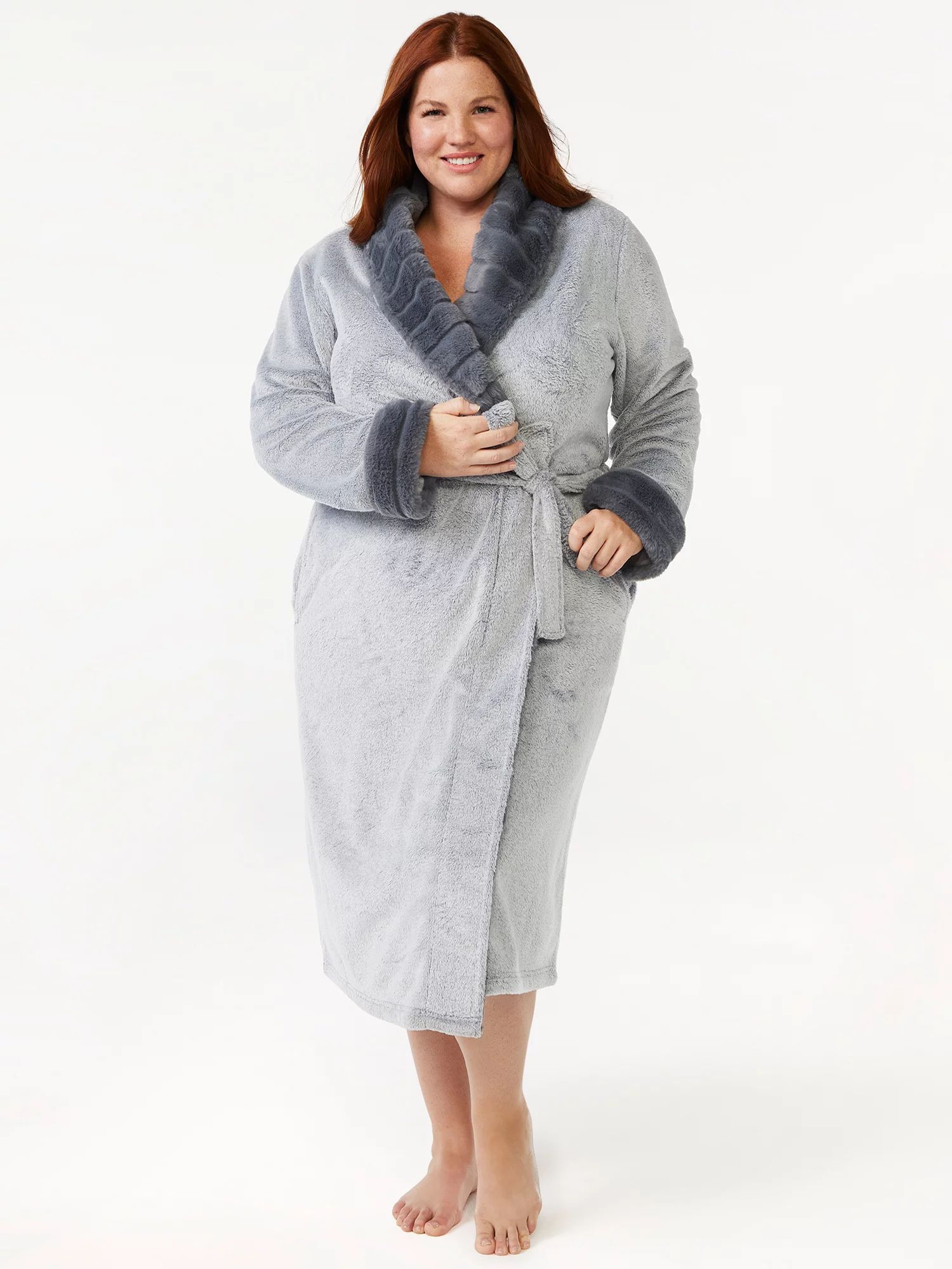 Joyspun Women’s Plush Sleep Robe, Sizes up to 3X - Walmart.com | Walmart (US)