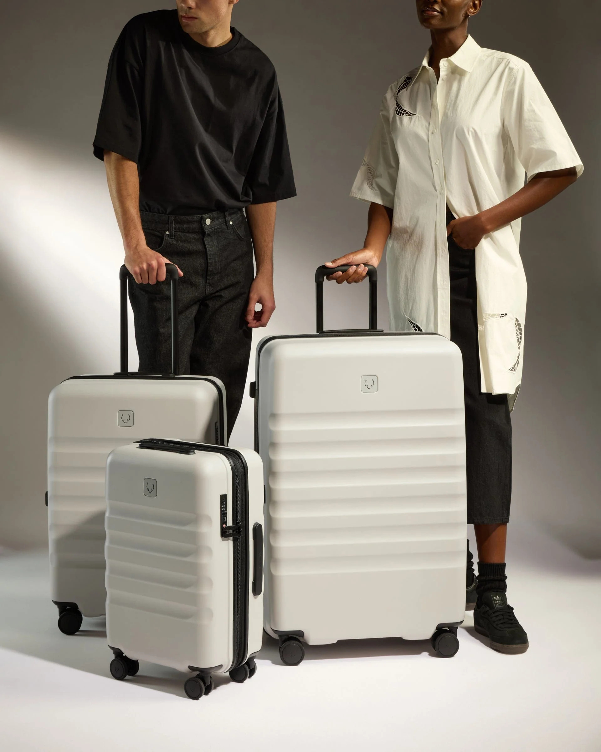 Suitcase Set in Taupe - Icon Stripe | Lightweight & Hard Shell Suitcase | Antler UK