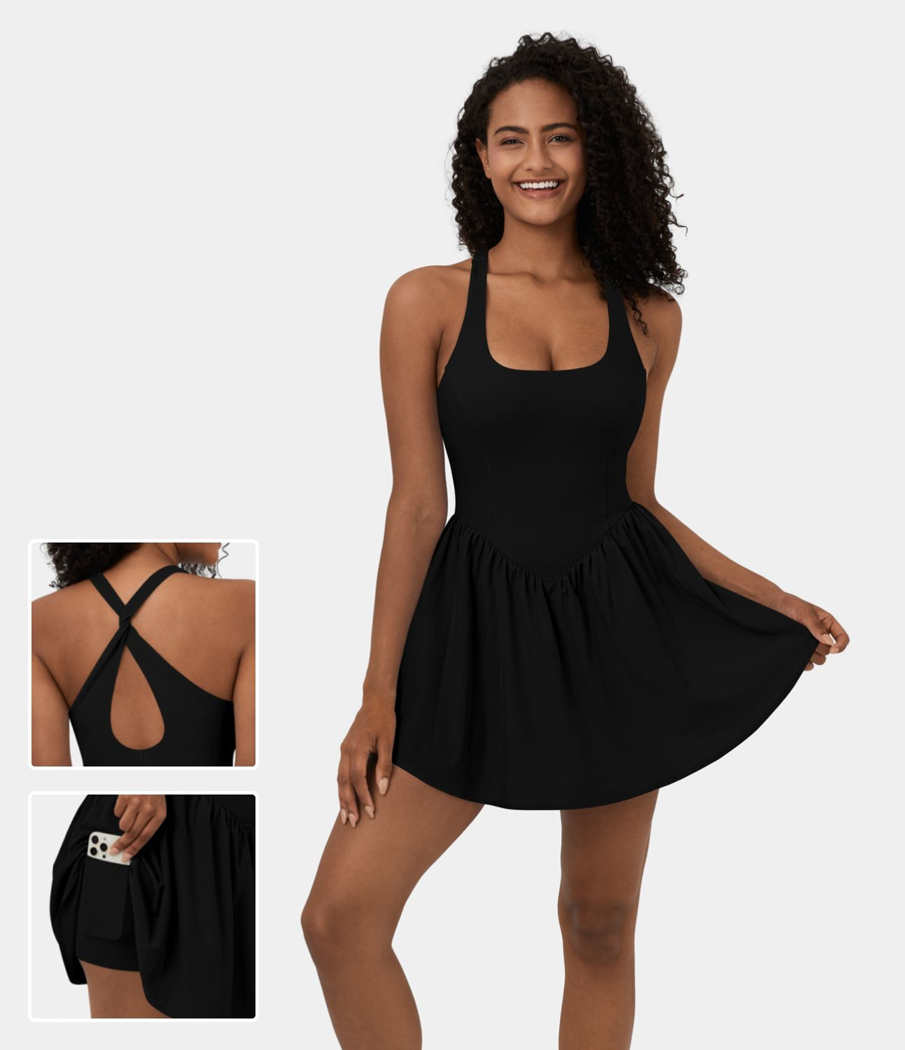 Women’s Breezeful™ Backless Corset 2-in-1 Pocket Mini Quick Dry Flowy Pickleball Active Dress... | HALARA