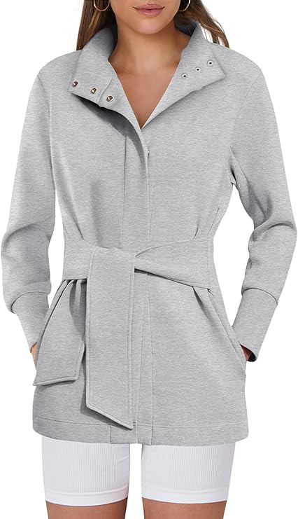 ANRABESS Women's Jacket Belted Long Sleeve Wrap Trench Coat 2025 Fall Winter Casual Dressy Travel... | Amazon (US)