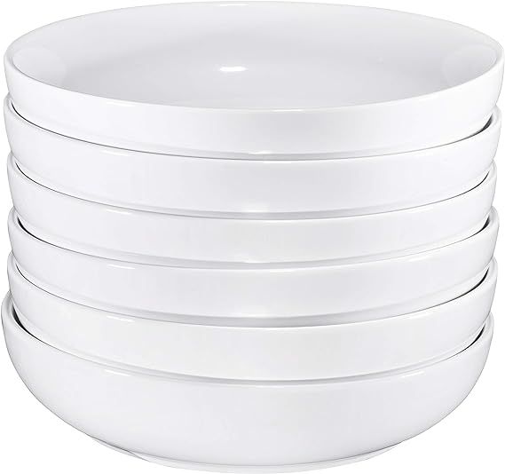 Bruntmor Ceramic Salad, Cereal And Pasta Bowls Set Of 6, Shallow Dinner Bowls That Are Oven, Micr... | Amazon (US)