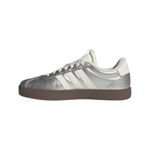 adidas Women's Vl Court 3.0 Sneaker, Silver Metallic/Off White/Gum, 10.5 | Amazon (US)