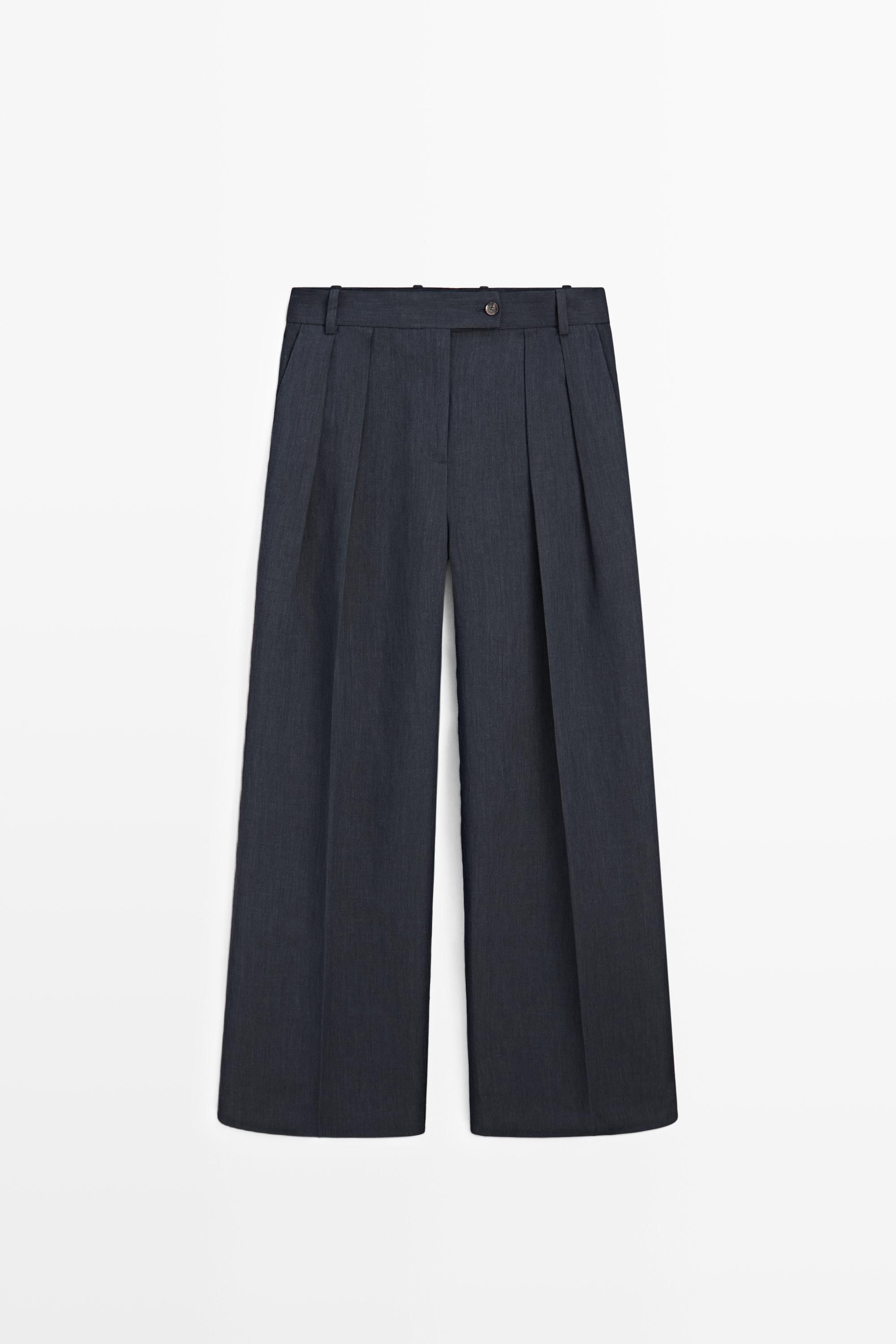 Pantaloni da completo in lino mélange | Massimo Dutti IT