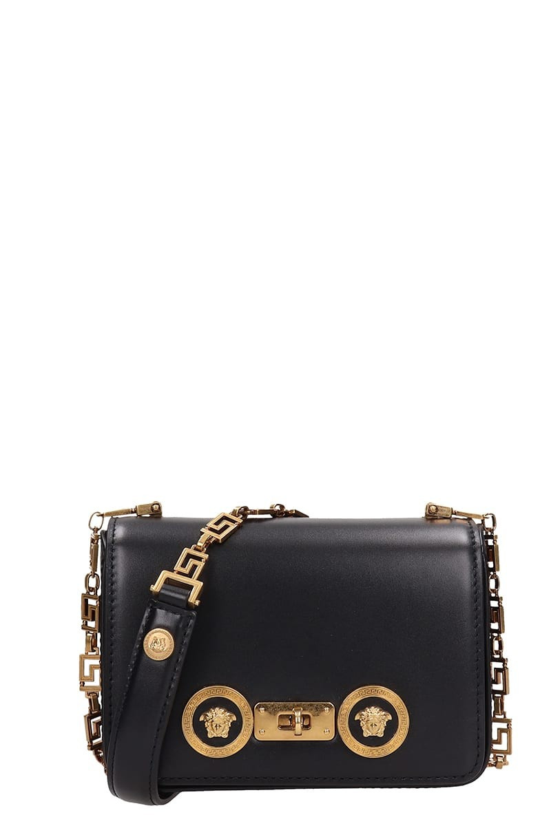 Versace Small Icon Shoulder Bag In Black Leather | Italist.com US