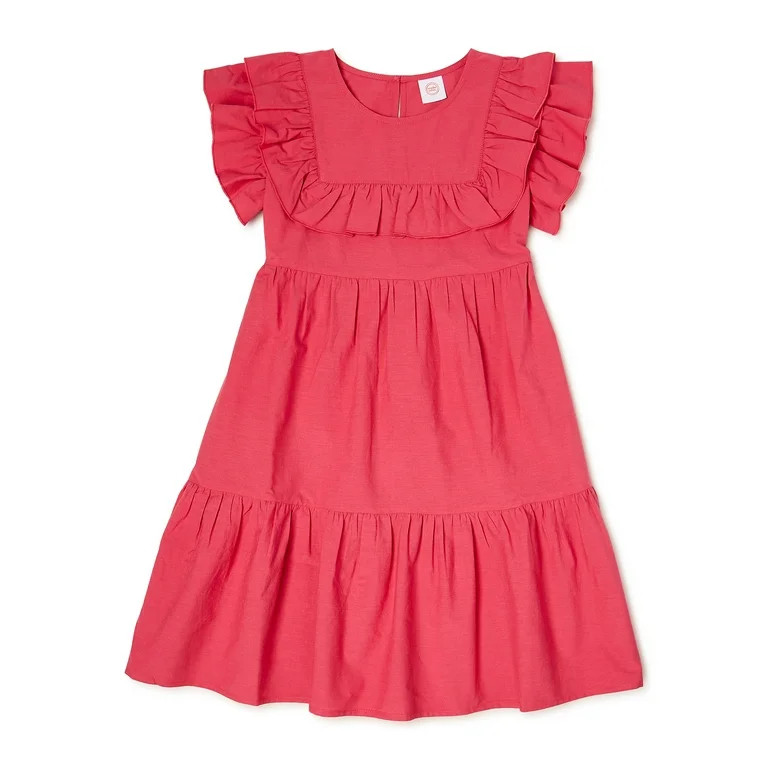 Wonder Nation Girls Ruffle Yoke Dress, Sizes 4-18 & Plus | Walmart (US)