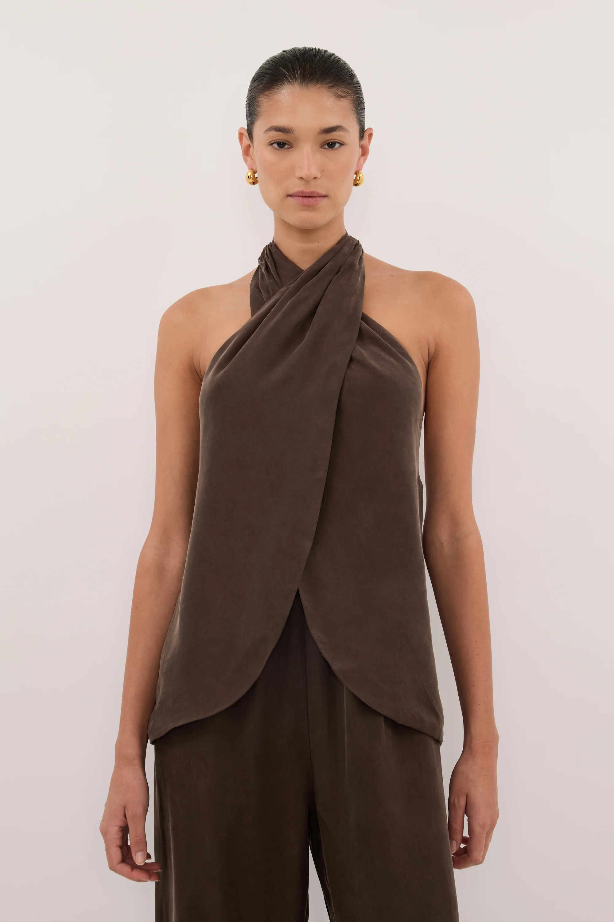 ADDIE BITTER CHOC CUPRO TOP | DISSH