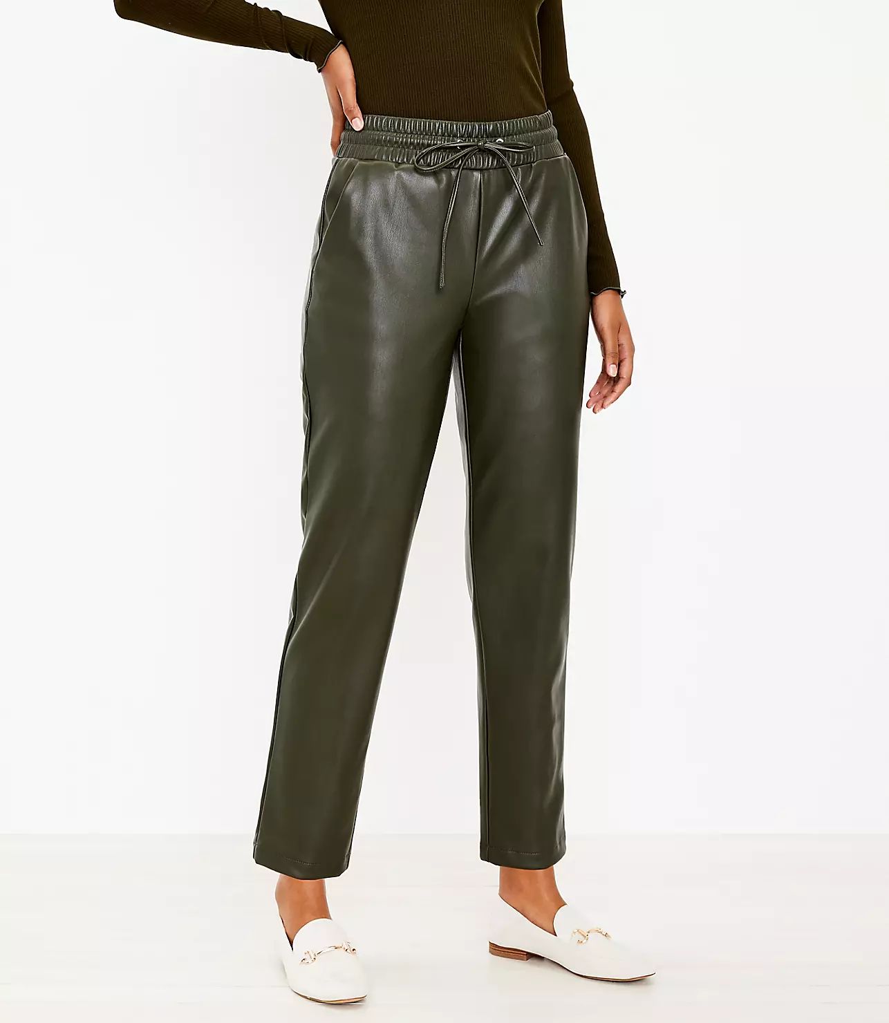 Pull On Slim Pants in Faux Leather | LOFT