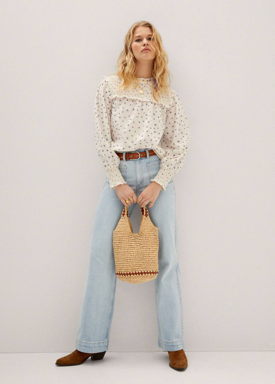Gathered details cotton blouse | MANGO (US)