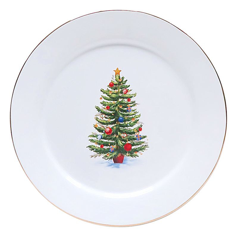 Classic Christmas Tree Ceramic Dinner Plate, 10.5" | At Home